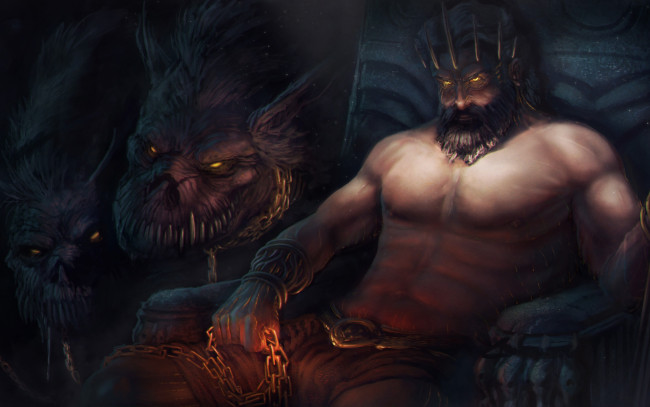 Обои картинки фото видео игры, god of war comic, игра, цербер, арт, аид, god, of, war, бог, подземное, царство