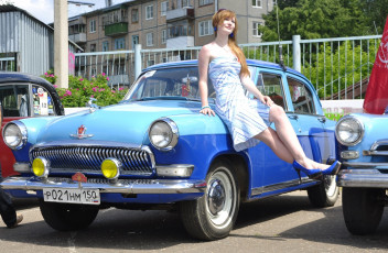 Картинка газ-+21+волга автомобили -авто+с+девушками девушка ретро классика автомобиль волга газ- 21