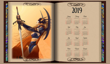 Картинка календари фэнтези профиль книга оружие женщина
