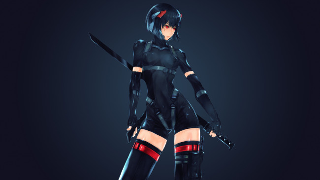 Обои картинки фото аниме, оружие,  техника,  технологии, фон, девушка, меч, униформа