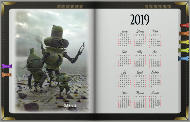 Обои картинки фото календари, фэнтези, робот, книга