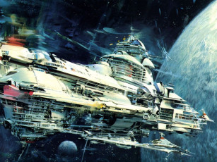 Картинка фэнтези космические корабли звездолеты станции