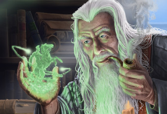 Картинка фэнтези маги трубка магия волшебник колдун всадник