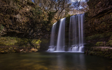 Картинка sgwd yr eira waterfall south wales england природа водопады англия