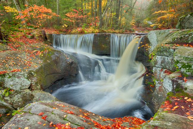 Обои картинки фото enders, falls, granby, connecticut, природа, водопады, листья, поток, гранби, коннектикут, лес, осень, камни