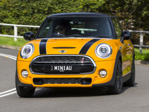 обоя автомобили, mini, au-spec, cooper, s, желтый, 2014г, f56