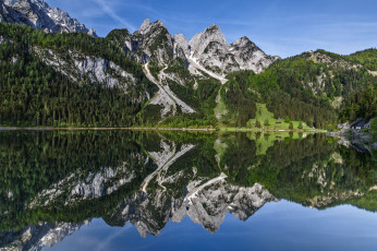 Картинка природа реки озера озеро отражение горы австрия дахштайн austria gosaukamm dachstein mountains gosauseen gosau lakes