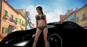 Картинка автомобили 3d+car&girl автомобиль девушка взгляд фон