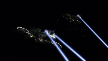 Картинка видео+игры stargate+worlds космические корабли лучи темень пространство космос