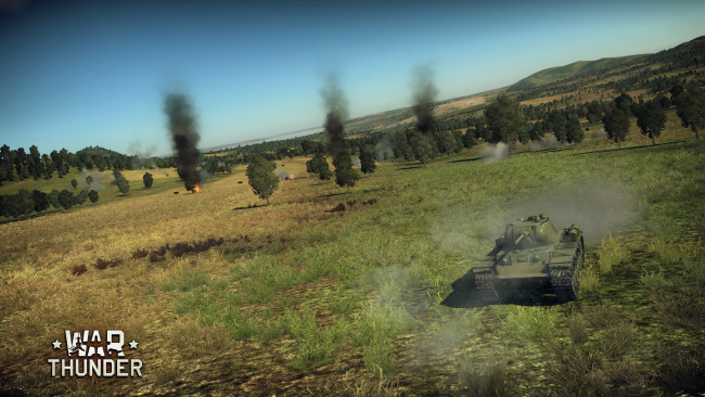 Обои картинки фото видео игры, war thunder,  world of planes, лес, поле, танк