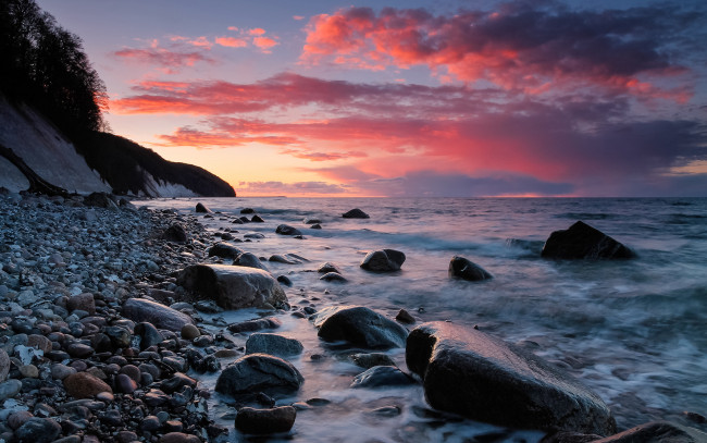 Обои картинки фото природа, побережье, закат, море, камни