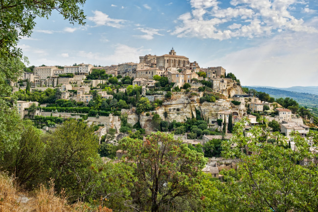 Обои картинки фото gordes,  france, города, - панорамы, холм, городок