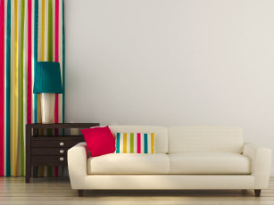 Картинка 3д+графика реализм+ realism модерн coloful подушки комната интерьер гостиная дизайн