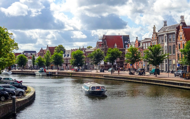 Обои картинки фото города, харлем , нидерланды, канал, дома
