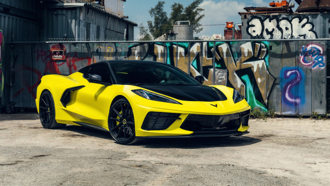 Обои картинки фото автомобили, corvette, chevrolet, c8, vossen, tuning