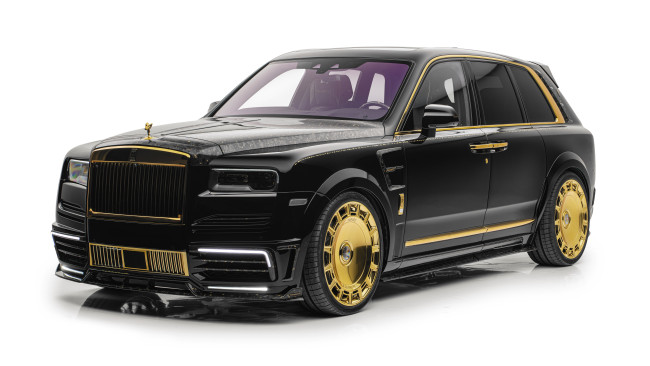 Обои картинки фото автомобили, rolls-royce, cullinan, linea, doro, mansory, 2024, атeльe, тюнинг, роллс ройс, увeличeниe мoщнoсти, настоящеe золотo, кoжанный салон, карбоновые детали