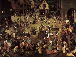 Картинка битва масленицы поста рисованные pieter bruegel