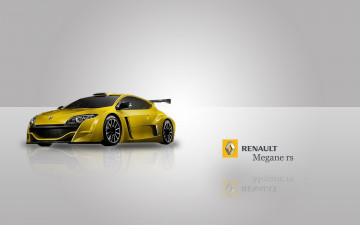 Картинка автомобили renault автомоболь желтый фон серый megane rs