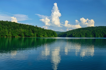 Картинка природа реки озера лес облако отражение вода