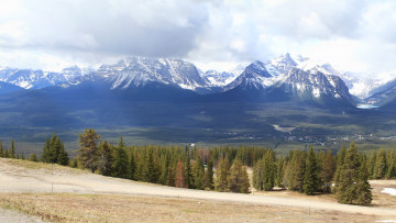 Картинка banff national park canada природа горы лес дымка