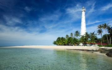 Картинка belitung island indonesia природа маяки побережье tanjung kelayang beach java sea белитунг индонезия Яванское море
