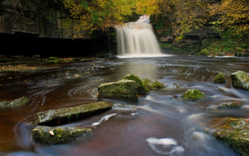 Картинка cauldron falls yorkshire dales national park england природа водопады река камни англия йоркшир-дейлс