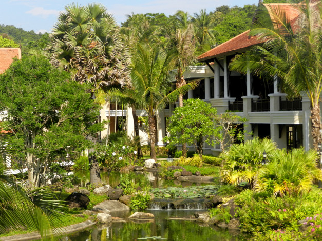Обои картинки фото остров, krabi, таиланд, природа, парк, водоем, растения, павильон