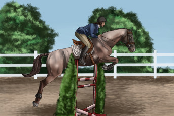 Картинка рисованные животные +лошади лошадь всадник