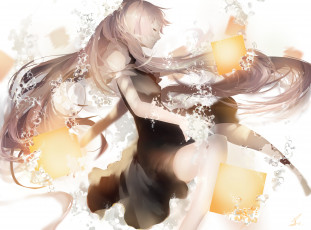 Картинка аниме vocaloid saihate вода пузырьки фон арт девушка кубики пена hatsune miku