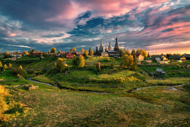 Обои картинки фото города, - православные церкви,  монастыри, нёнокса, осень, село, архангельская, область