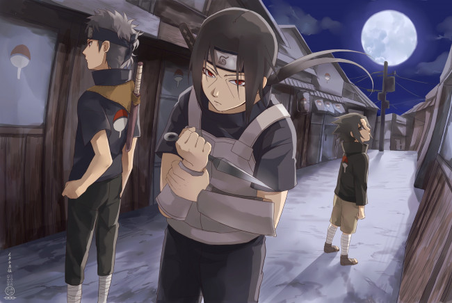 Обои картинки фото аниме, naruto, uchiha, clan, shisui, itachi, sasuke