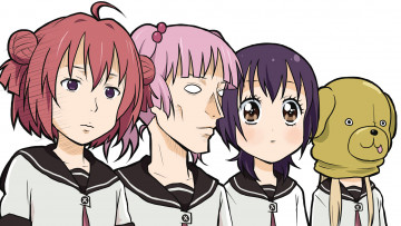 обоя аниме, yuru yuri, фон, взгляд, девушки