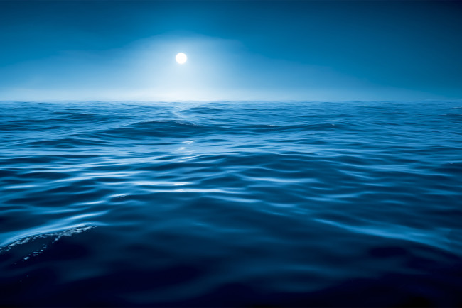 Обои картинки фото природа, моря, океаны, море, луна, волна, вода, ночь, небо
