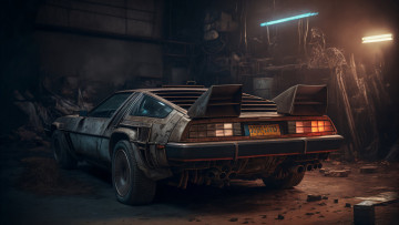 обоя автомобили, 3д, delorean, dmc-12, нейросети, графика, нейроарт, ai, art, нейронные, сети, рисунки, нейро, искусство