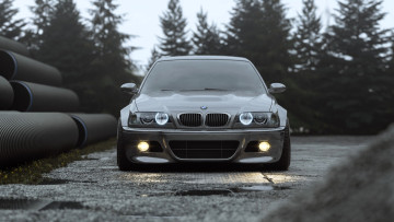 Картинка bmw+m3+e46 автомобили bmw серый трубы ели