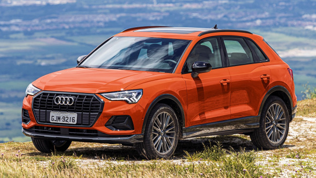 Обои картинки фото audi q3, автомобили, audi, оранжевый, панорама