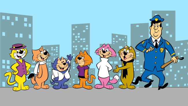 Обои картинки фото top cat , сериал 1961 – 1962, мультфильмы, top cat, top, cat, семейный, мультсериал, анимационный, ситком, hanna, barbera, productions