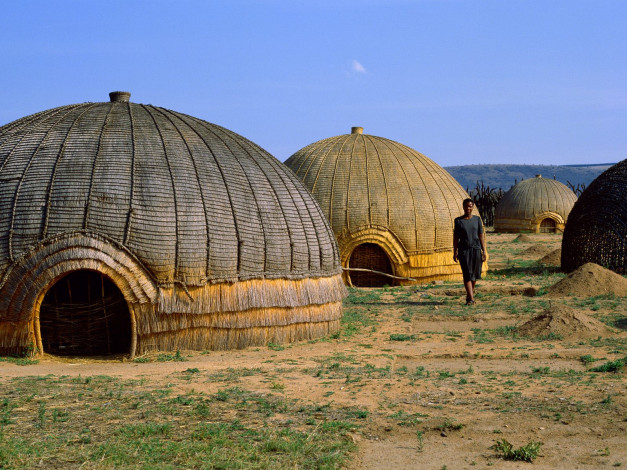 Обои картинки фото zulu, huts, south, africa, разное, сооружения, постройки