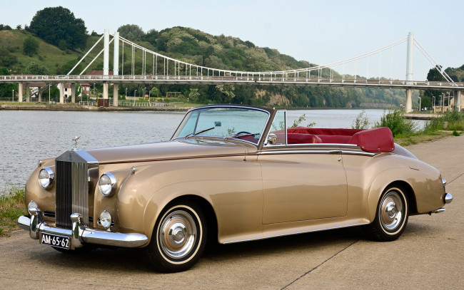 Обои картинки фото автомобили, rolls, royce, река, мост, роллс-ройс, 1959