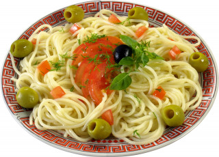 Картинка еда макаронные блюда помидоры маслины лапша томаты