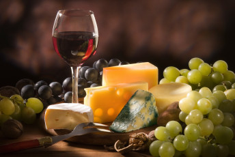 Картинка wine and cheese еда разное сыр бокал вино виноград