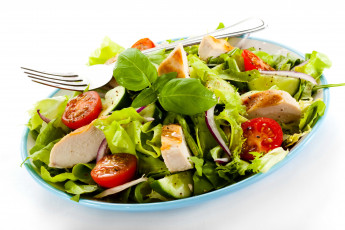 Картинка еда салаты закуски мясо салат помидоры огурцы зелень томаты