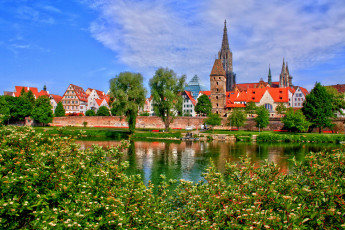 Картинка германия бавария ной ульм города пейзажи дома река
