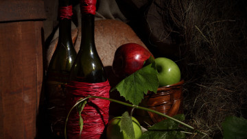 Картинка still life еда натюрморт хлеб вино яблоки