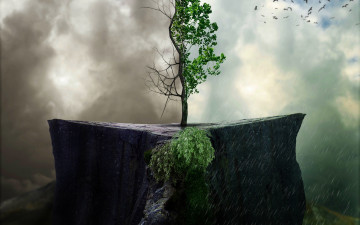 Картинка 3д графика nature landscape природа камень дерево
