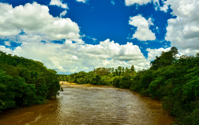 Обои картинки фото бразилия, сан, паулу, природа, реки, озера, облака, река