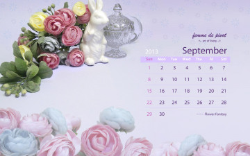 обоя календари, цветы, зайчик, розы