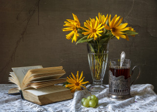 Картинка цветы рудбекия книга чай