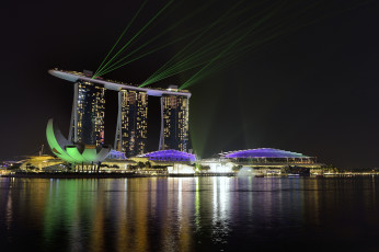 обоя города, сингапур , сингапур, night, lights, singapore, ночные, огни