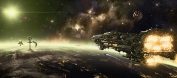 Картинка фэнтези космические+корабли +звездолеты +станции полет огни космический корабль космос